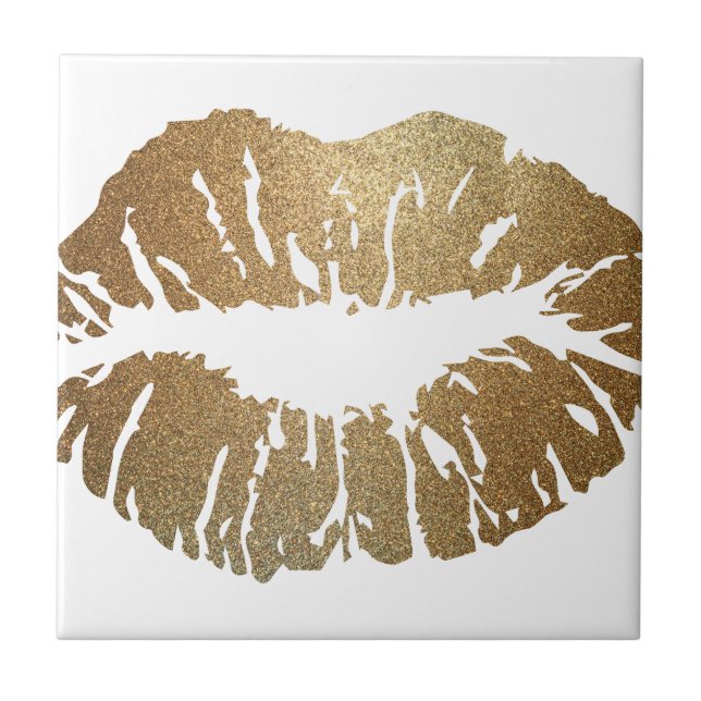 Gold glitter lips, luxury style tile (Front)