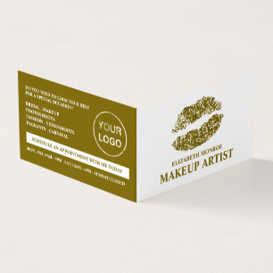 Gold Glitter Lips, Makeup Artist, Loyalty Card, Business Card