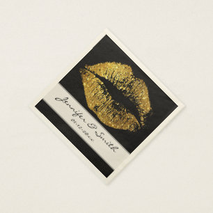 Gold Glitter Lips Napkin