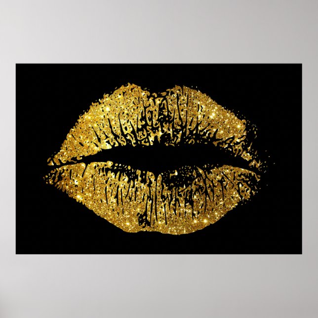 Gold Glitter Lips Poster (Front)