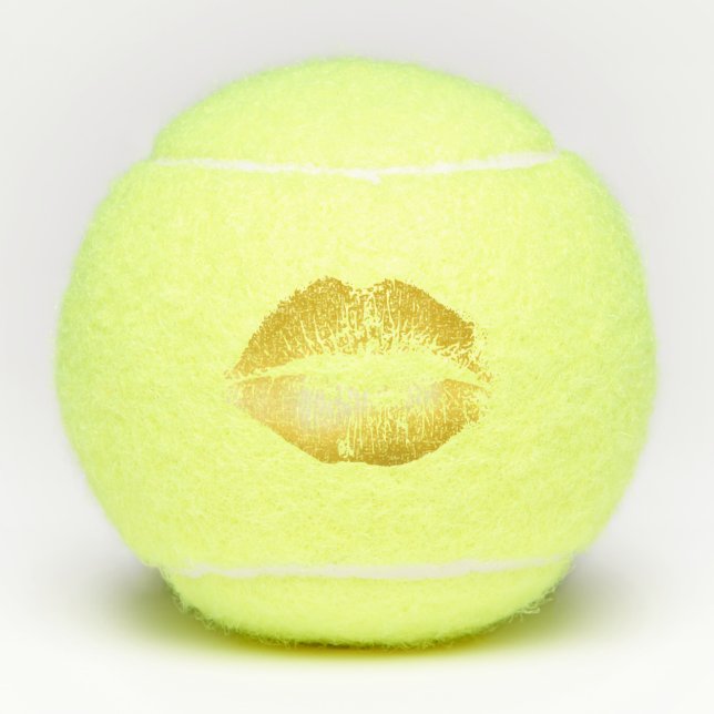 Gold Glitter Lips Tennis Balls (Front)