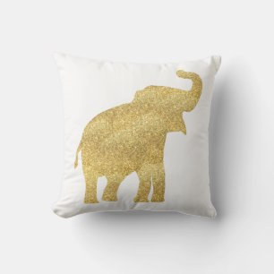 gold glitter look baby elephant cushion