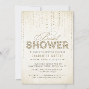 Gold Glitter Look Bridal Shower Invitation