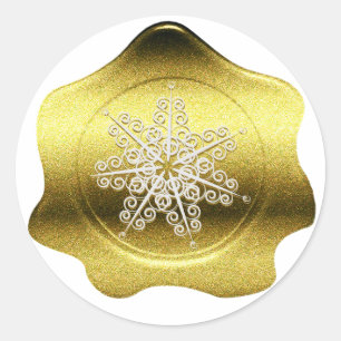 Gold Glitter Look Christmas Wax Seal Sticker