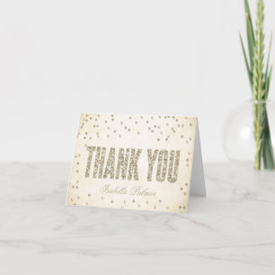 Gold Glitter Look Confetti Dots Thank You Card