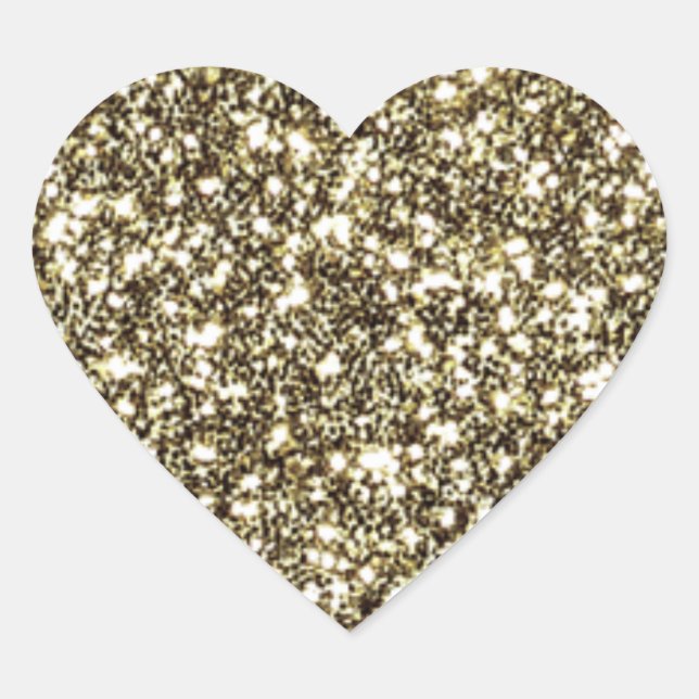 Gold Glitter Look Elegant Valentine Heart Sticker (Front)