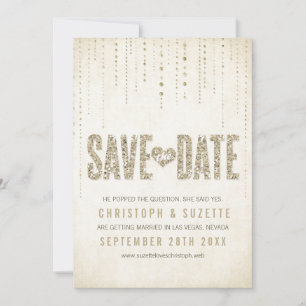 Gold Glitter Look Save The Date Announcement