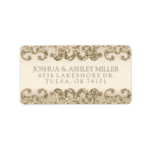 Gold Glitter Look Wedding Label