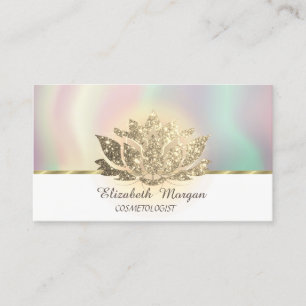 Gold Glitter Lotus Colourful Business Card