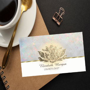 Gold Glitter Lotus Opal Business Card