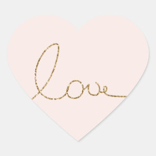 Gold Glitter Love Blush Pink Shell Heart Sticker