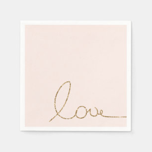 Gold Glitter Love Blush Pink Shell Napkin