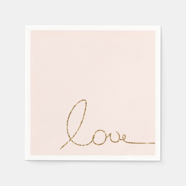 Gold Glitter Love Blush Pink Shell Napkin (Front)