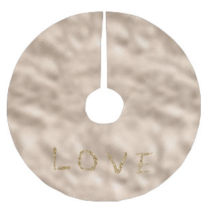 Gold Glitter Love Brushed Polyester Tree Skirt