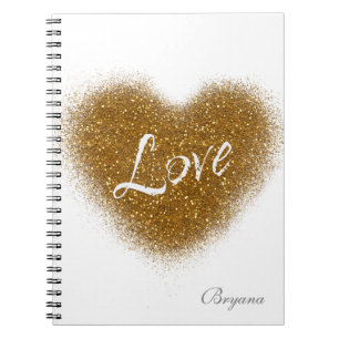 Gold Glitter LOVE Heart Glamour Notebook Journal