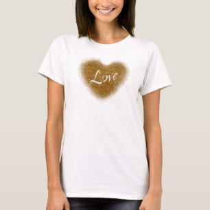 Gold Glitter LOVE Heart Glamour Tank Top Shirt