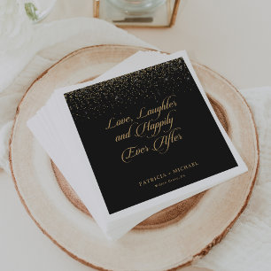 Gold Glitter Love Laughter and Happily Ever After Napkin
