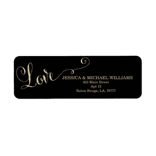 Gold Glitter Love | Valentine's Day Return Address Label