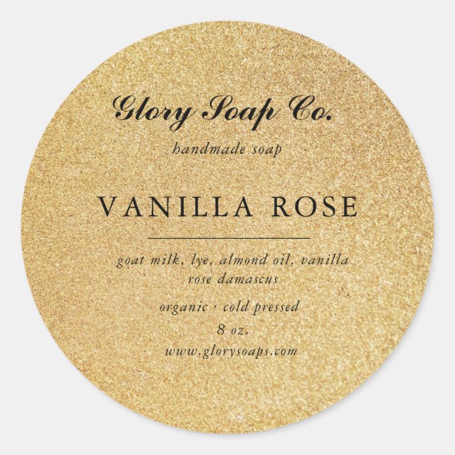 gold glitter luxurious soap bar sticker (Front)