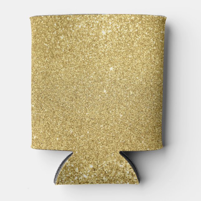 Gold glitter, luxurious, sparkling background. can cooler (Front)
