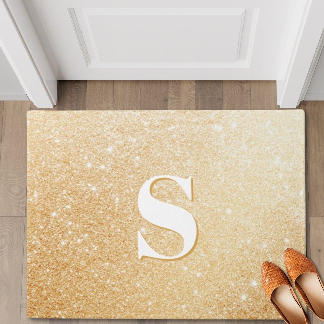 Gold Glitter Luxury Personalised Monogram Door Mat (Gold Glitter Luxury Personalized Monogram Door Mat)