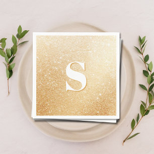 Gold Glitter Luxury Personalised Monogram Napkins