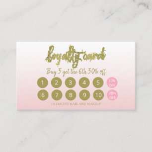 Gold Glitter Makeup Artist Hair Salon Loyalty Card
