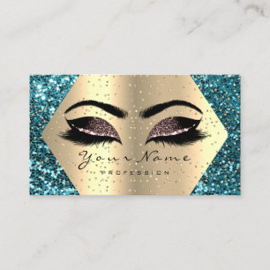 Gold Glitter Makeup Artist Lash Brow Ocean Rose Business Card
