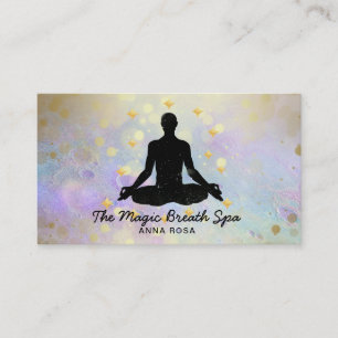 *~* Gold Glitter Man Yoga Meditation  Mindfulness Business Card