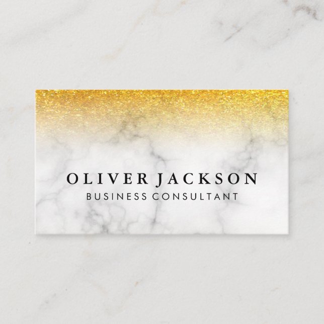 Gold Glitter | Marble Business Card (Front)