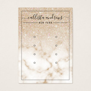 Gold Glitter Marble Ombre Earrings Display Card