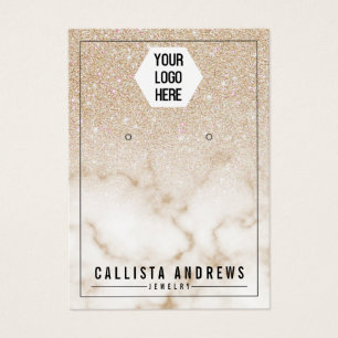 Gold Glitter Marble Ombre Logo Earring Display