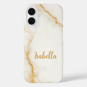 Gold Glitter Marble Stylish iPhone 16 Case