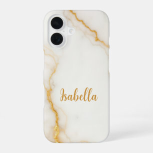 Gold Glitter Marble Stylish iPhone 16 Case