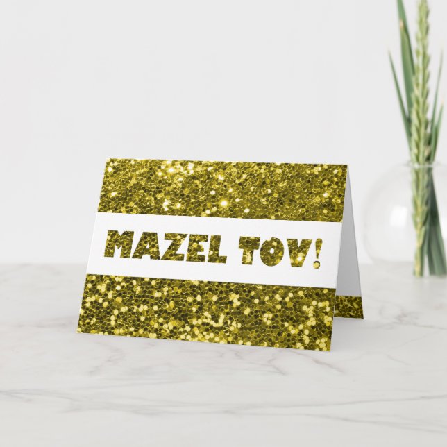 Gold Glitter Mazel Tov Congratulations Card (Front)