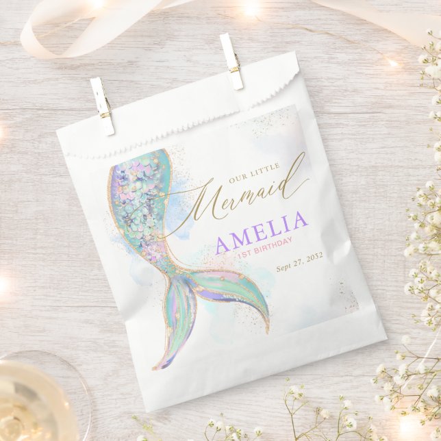 Gold Glitter Mermaid Tail Under the Sea Birthday Favour Bags (Clipped)