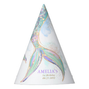 Gold Glitter Mermaid Tail Under the Sea Birthday Party Hat