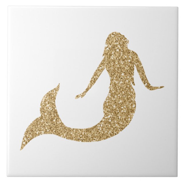 Gold Glitter Mermaid Tile (Front)