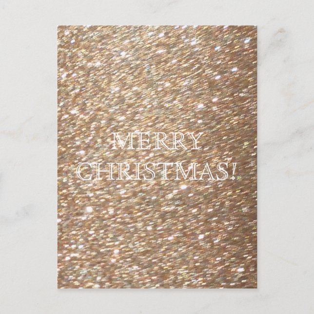 Gold Glitter Merry Christmas Glamour Light Sparkle Holiday Postcard (Front)