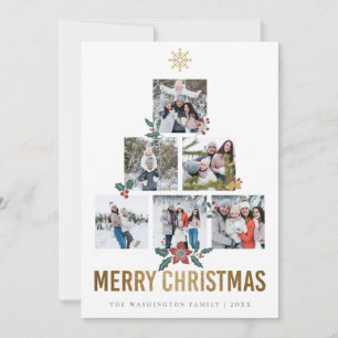 Gold Glitter Merry Christmas Multi Photo Holiday