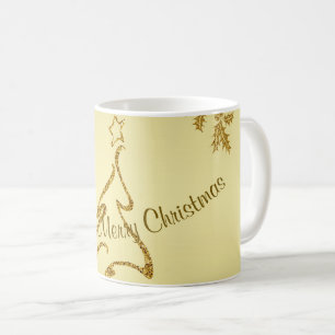 Gold Glitter Merry Christmas, Santa Claus Coffee Mug