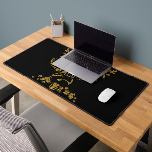Gold Glitter Merry Christmas, Santa Claus Desk Mat