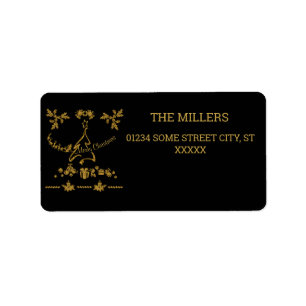 Gold Glitter Merry Christmas, Santa Claus Label