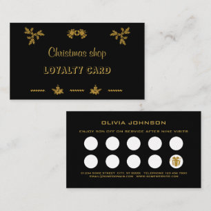 Gold Glitter Merry Christmas, Santa Claus Loyalty Card
