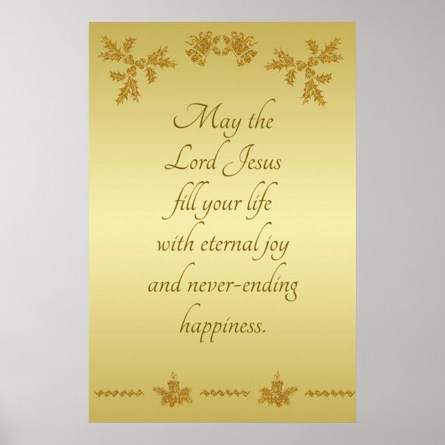 Gold Glitter Merry Christmas, Santa Claus on gold  Poster (Front)