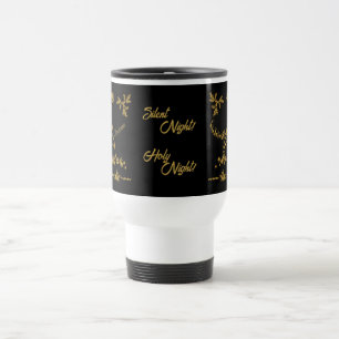 Gold Glitter Merry Christmas, Santa Claus Travel Mug