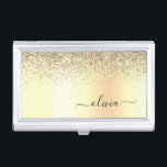 Gold Glitter Metal Monogram Glam Name Business Card Holder<br><div class="desc">Gold Faux Foil Metallic Sparkle Glitter Brushed Metal Monogram Name Business Card Holder. This makes the perfect sweet 16 birthday,  wedding,  bridal shower,  anniversary,  baby shower or bachelorette party gift for someone that loves glam luxury and chic styles.</div>