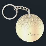 Gold Glitter Metal Monogram Glam Name Key Ring<br><div class="desc">Gold Faux Foil Metallic Sparkle Glitter Brushed Metal Monogram Name Keychain. This makes the perfect sweet 16 birthday,  wedding,  bridal shower,  anniversary,  baby shower or bachelorette party gift for someone that loves glam luxury and chic styles.</div>