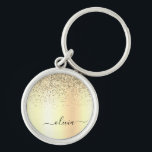 Gold Glitter Metal Monogram Glam Name Key Ring<br><div class="desc">Gold Faux Foil Metallic Sparkle Glitter Brushed Metal Monogram Name Keychains (Key Chain). This makes the perfect sweet 16 birthday,  wedding,  bridal shower,  anniversary,  baby shower or bachelorette party gift for someone that loves glam luxury and chic styles.</div>