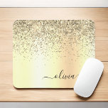 Gold Glitter Metal Monogram Glam Name Mouse Mat<br><div class="desc">Gold Faux Foil Metallic Sparkle Glitter Brushed Metal Monogram Name and Initial Mousepad (mouse pad). This makes the perfect sweet 16 birthday,  wedding,  bridal shower,  anniversary,  baby shower or bachelorette party gift for someone that loves glam luxury and chic styles.</div>